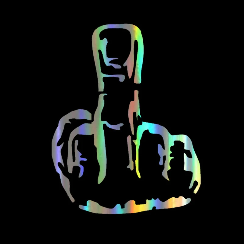 

Car Sticker 15*15cm Middle Finger Funny Car Decal Reflective Laser Vinyl Car Sticker 3D JDM Car Styling Accessories