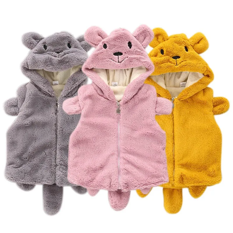 

Newborns Toddler Girls Coats Kids Outerwear Vests Bear Style Baby Girls Vests Coat Christmas Gifts