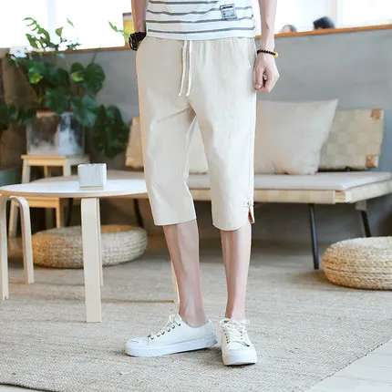 NEW 2021 Spring summer indoor Casual Linen loose students youth City men\'s easing leisure men seven breeches thin trousers 5XL aladdin trousers