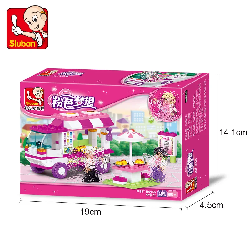 

Sluban 0155 102Pcs Girl Friends Food Truck Snack Car Building Blocks Action Figure Toys For Children gifts Compatible With Lego