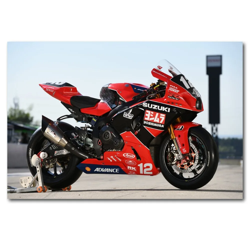 Настенные постеры для езды на мотоцикле Suzuki Superbike фабричная шелковая Картина