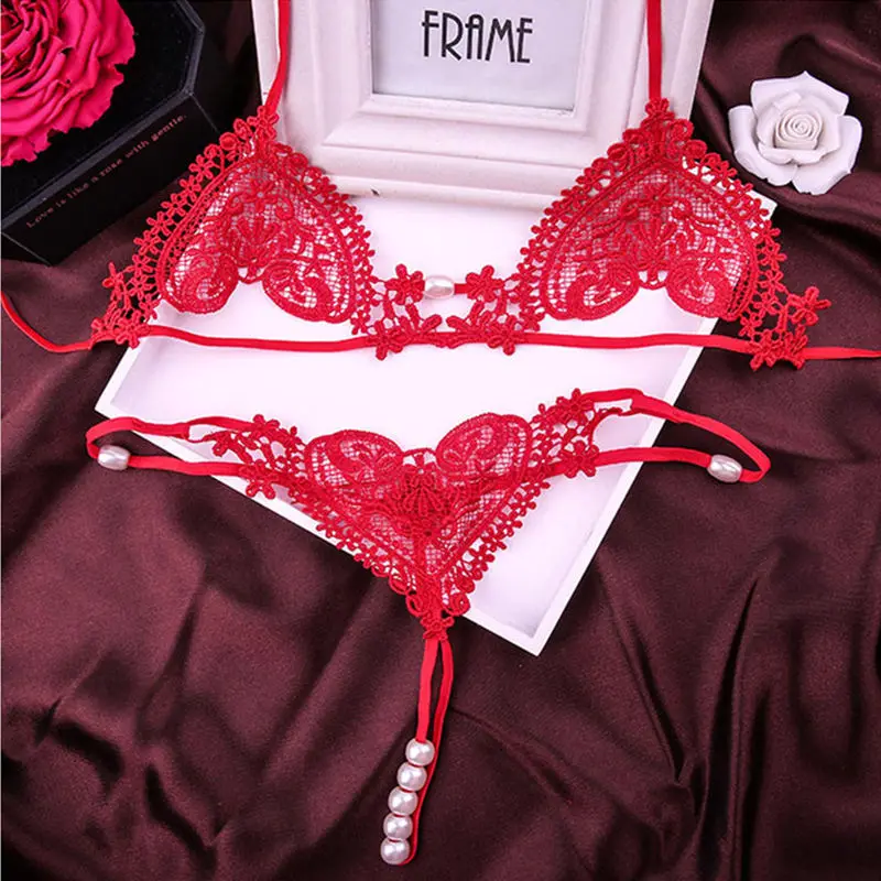 

women halter push up lingerie lace bralette bra set hollow out transparent intimates open bra underwear women set