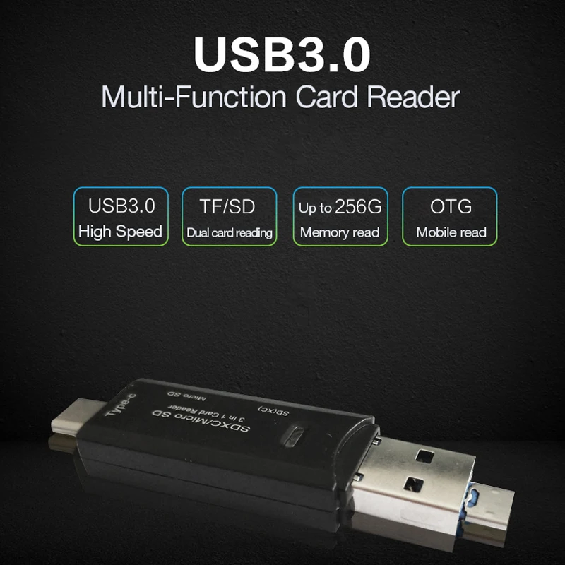 UTHAI C18 мульти-кардридер USB 3,0 SD/Micro SD TF OTG Смарт-карта памяти адаптер для ноутбука USB 3,0 type C кардридер