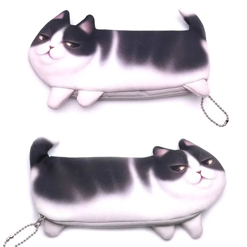Kawaii Новинка моделирование мультфильм пенал с изображением кота мягкая ткань школьные принадлежности канцелярские ручки сумка подарок для девочек мальчик ученик
