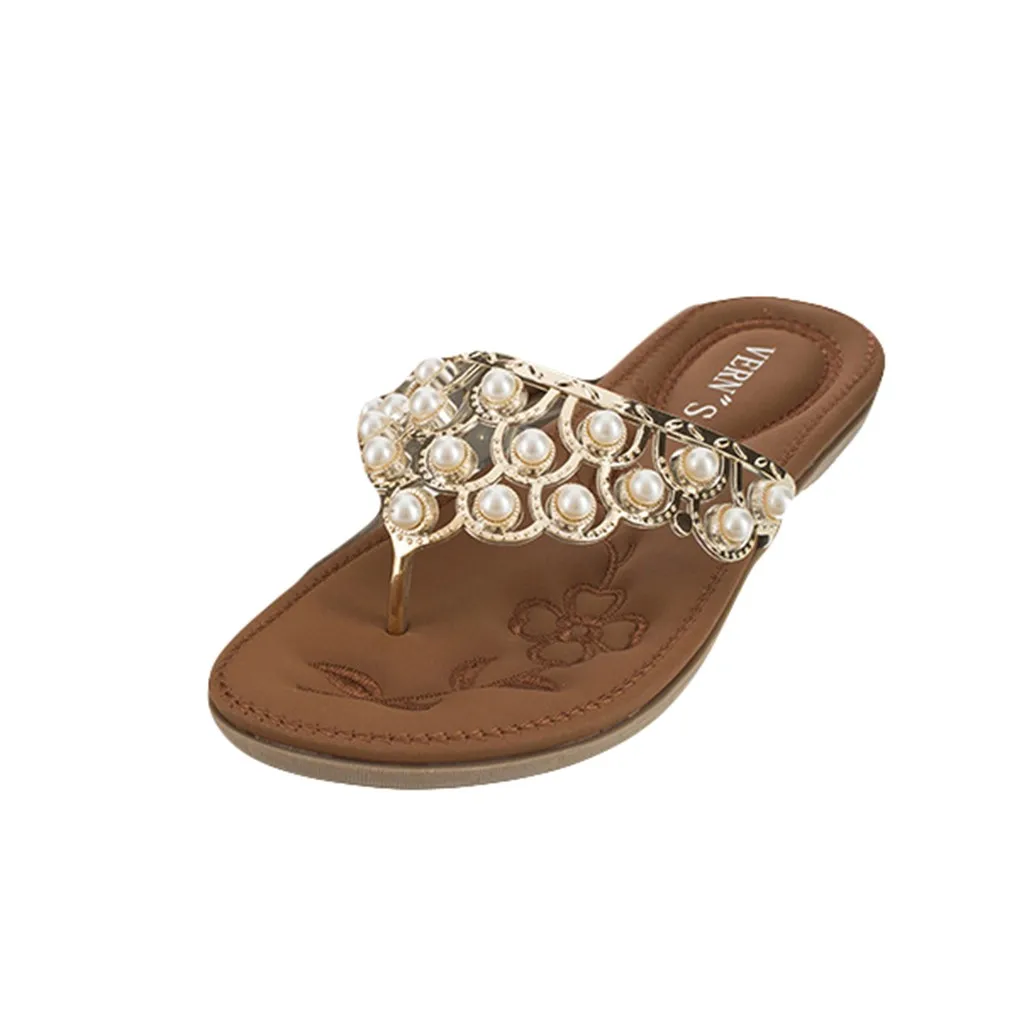 Zapatos de mujer de moda; коллекция года; de vestir; летние женские вьетнамки на плоской подошве в богемном стиле с украшением в виде кристаллов; пляжная Повседневная обувь;#3 - Цвет: Синий