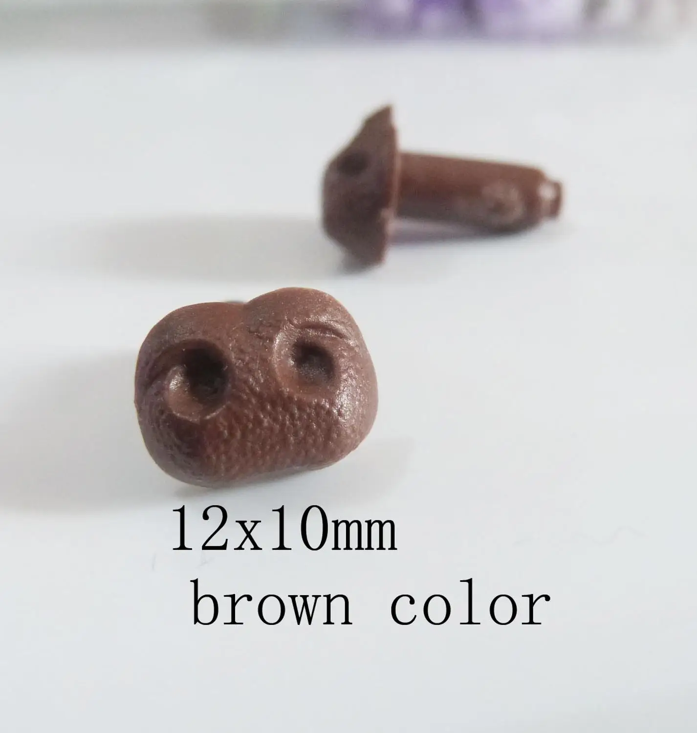 30 шт./лот 6x8 мм/8x10 мм/10x12 мм Гладкий стебель пластиковая игрушка нос животное нос без шайбы для diy кукла фурнитура-черный/коричневый/телесный цвет - Цвет: 10x12mm brown color