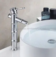 Basin Faucets Chrome Bamboo Bathroom Faucet Gold Mixer Tap Single Handle Hot & Cold Washbasin Tap Knf047 kemaidi new hand painted gold bathroom washbasin bath set faucet mixer taps tempered glass basin veseel faucets chrome finished
