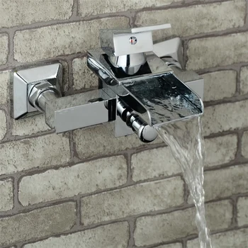 

2018 Real New Chuveiro Eletrico Frap Bathroom Shower Faucet Chrome Wall Mount Brass Silver Faucets Bathtub Mixer Tap Waterfall