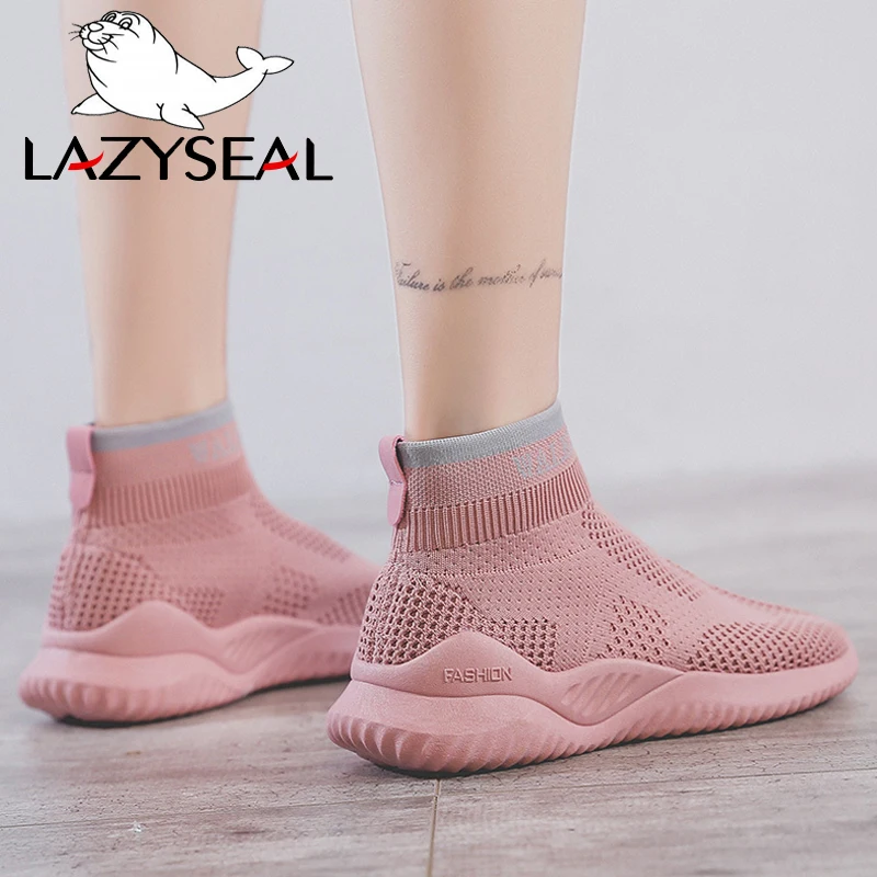 

LazySeal Height Increasing Slip-on Platform Women Ankle Boots Shoes woman New Breathable Pointed Toe Flats Shoes Ladies Sneakers