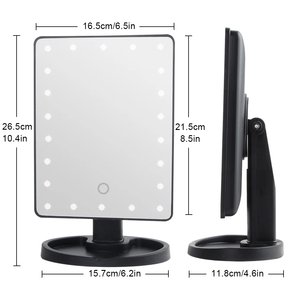 16/22 светодиодный сенсорный экран зеркало для макияжа 1X 10X увеличительное стекло Гибкий настольный яркий регулируемый USB или аккумулятор