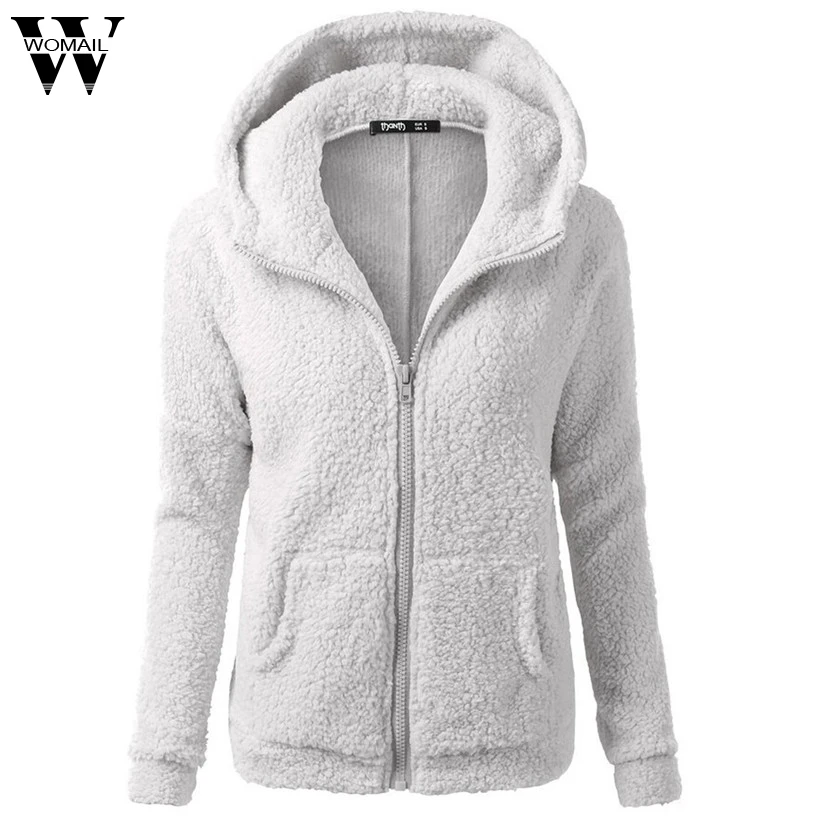 Womail повседневное женское пальто с капюшоном зимнее теплое шерстяное пальто на молнии хлопковое пальто Верхняя одежда jan12/30 oct30 - Цвет: Light Gray