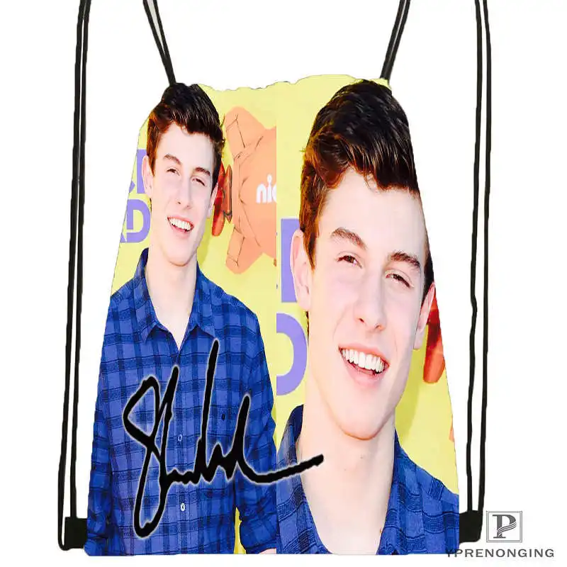Drawstring Backpack CustomShawn Mendes#1 походная сумка на шнурке милый рюкзак для детей(черная спинка) 31x40 см#180531-02-41 - Цвет: Drawstring Backpack