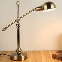 Европейский стиль Творческий Настольная лампа для спальни прикроватные исследование меди лампы Роскошные модные Американский сельское освещение ретро лампы