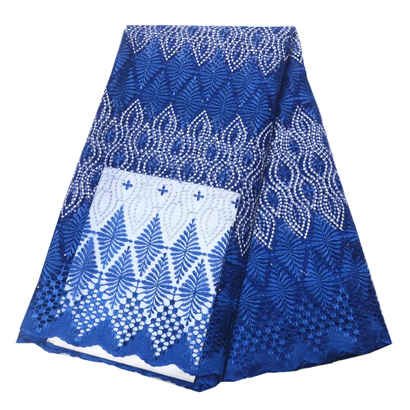 

Blue Lace fabric with stones embroidered french lace fabric 2019 high quality african tulle lace fabrics for women