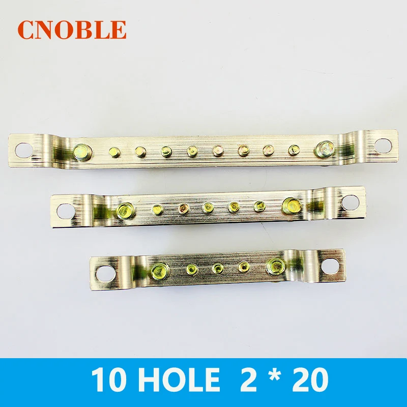 1 Pcs 10HOLE 2*20mm Copper terminal grounding copper strip terminal