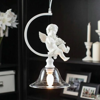 

Nordic Angel Glass Pendant Light Simple Personality Sweet Bedroom Restaurant Living Room Decorative Pendant Lamp Free Shipping