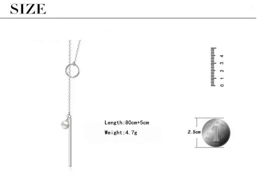 Anenjery, 925 пробы, серебряные ювелирные изделия, жемчужные круглые полосы, длинная цепочка, подвески и ожерелья для женщин, ожерелье, S-N49