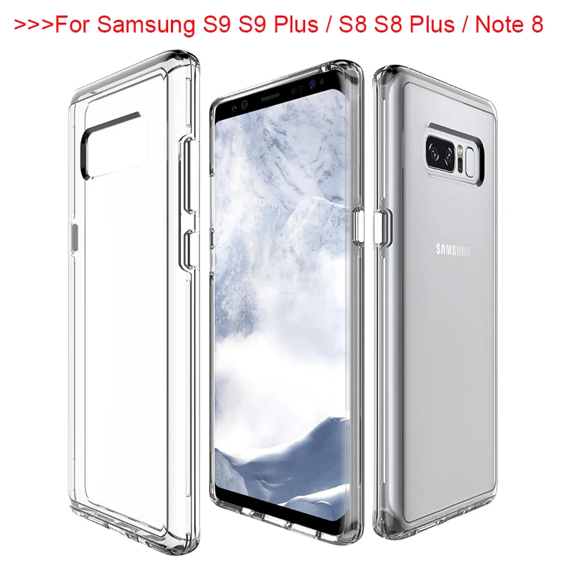 

Case For Samsung Galaxy S9 S 9 Plus Transparent Clear Case For Samsung Note8 Soft TPU Edge + Hard PC Cover For Galaxy S8 s8 Plus