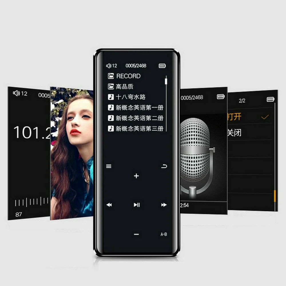 

MP4 Music Player Bluetooth MP3 Walkman HIFI Sports FM Radio Mini USB Video Portable Metal Player With Voice Recorder SD Card