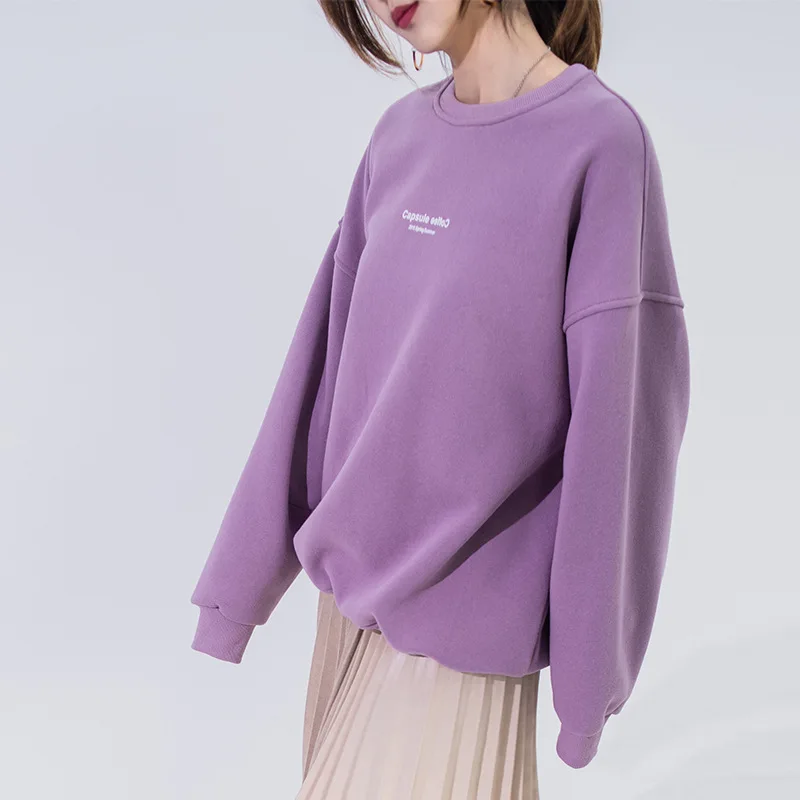 Wear Sanitary Clothes Spring 2019 Alphabetic Printed Pullover Sanitary Clothes Women's Round-collar Habitat Sweatshirt Women