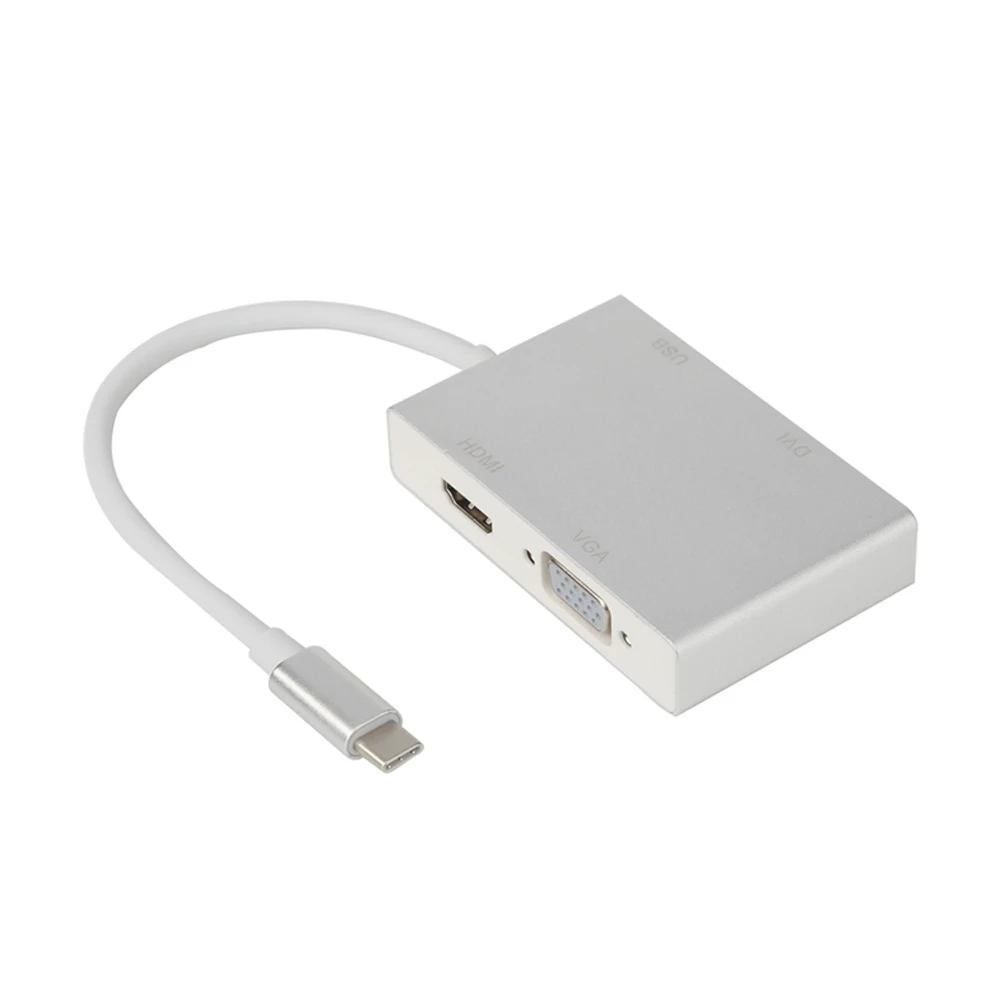 4 в 1 Тип C к HDMI VGA DVI USB3.0 адаптер USB 3 кабель конвертера для ноутбука Apple Macbook Google Chromebook