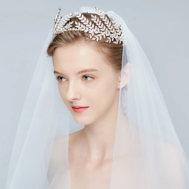 Свадебное украшение на голову тиара Серебряный горный хрусталь свадебная корона для волос Для женщин головной убор ювелирные украшения для волос