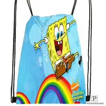 На заказ bob-esponja-походная сумка на шнурке милый рюкзак для детей(черная спинка) 31x40 см#180611-01-18