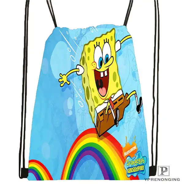 Custom bob esponja Drawstring Backpack Bag Cute Daypack Kids Satchel Black Back 31x40cm 180611 01 18