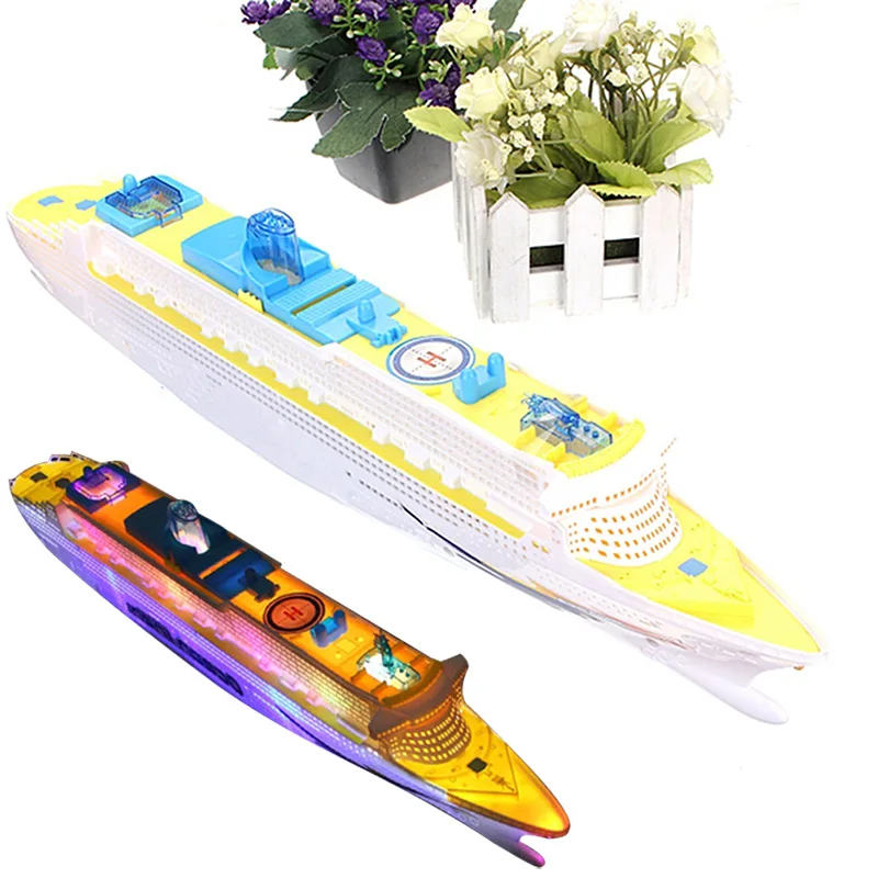 Light Music Ocean Liner Ship Model Flashing Sound Electric Cruises for Children Kids Boat Toys Gift Automatic Steering  YJS Drop