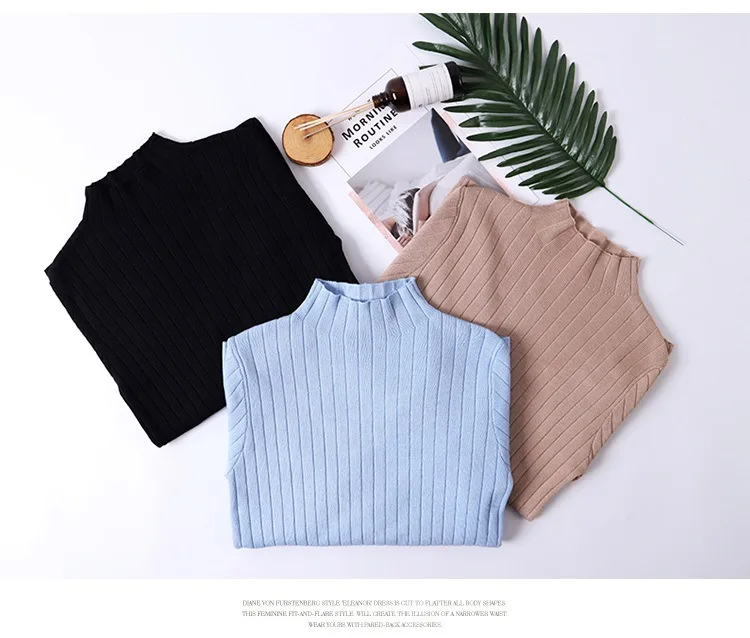 Korean Half Turtleneck Knitted Sweater Women Pullover Ribbed Sweater Ladies 2018 Fall Winter Basic Thick Warm Slim Jumper Tops Korean Half Turtleneck Knitted Sweater Women Pullover Ribbed Sweater Ladies 2018 Fall Winter Basic Thick Warm Slim Jumper Tops