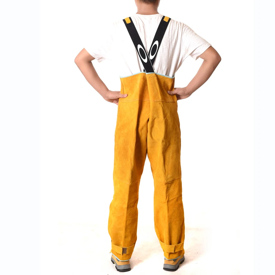 Welding Overalls High Temperature Protective Clothing Cowskin Flame Retardant Safety Clothes Wear Resistant Welders Bib Overall