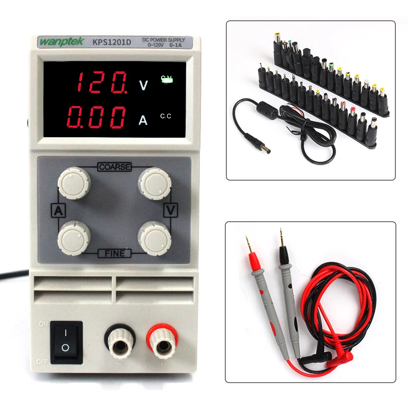 

DC Power Supply Variable,KPS1201D Adjustable Switching Regulated Power Supply Digital, 0-120V 0-1A with Probe Test Leads Power