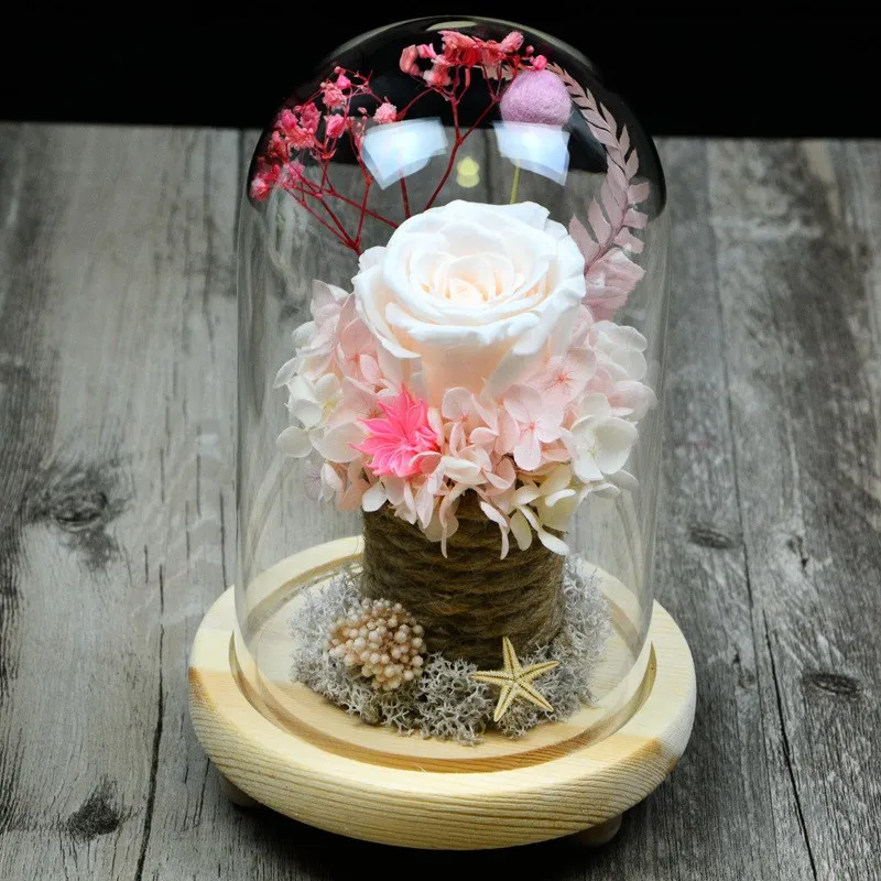 12 см * 26 см Средний размер стеклянная купольная ваза сплошное деревянное основание Украшение дома креативное стекло купол друг Подарочное