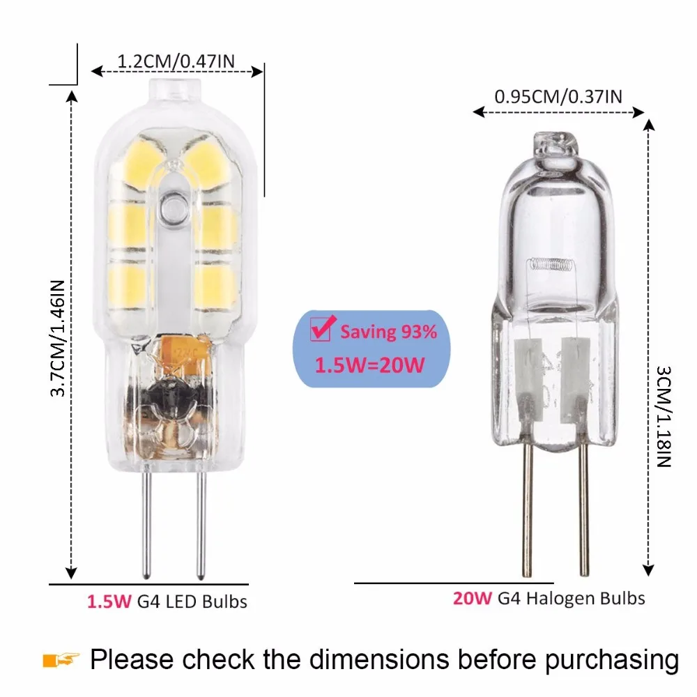 G4 светодиодный лампочка, 12V JC Bi Pin лампочка, 20W Замена галогенной лампы, теплый белый 3000 K, 5-Pack ST135