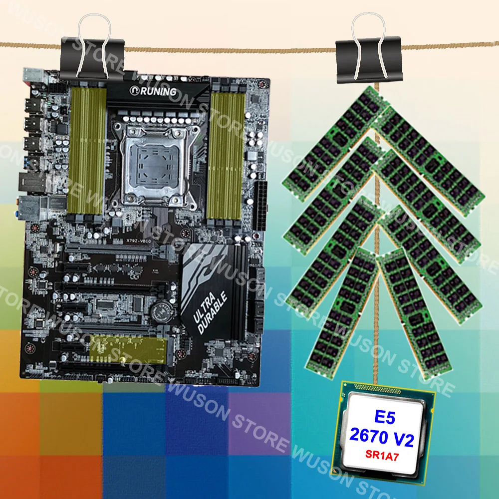 Рекомендуемый комплект материнской платы Runing Super X79 для игр процессор хороший Intel Xeon E5 2670 V2 SR1A7 ram 128G(8*16G) 1866MHz REG ECC