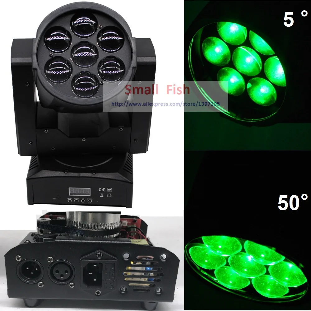 

DJ Equipment LED Moving Head Light Beam Zoom 7x15W High Power RGBW 4IN1 Color Mixing 15 CH Channels Laser Dj DMX Disco Lights