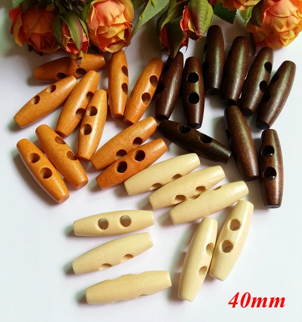 40Pcs Wooden Toggle Duffle Coat Buttons1 Holes Buttons For Sewing, ,  Embelishments, Crafts, Jewellery Making, Shabby Chic, Knitting