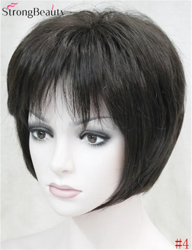 Сильный красота короткие Синтетические прямые Искусственные парики термостойкие полный монолитным парик 7 цветов для женщин