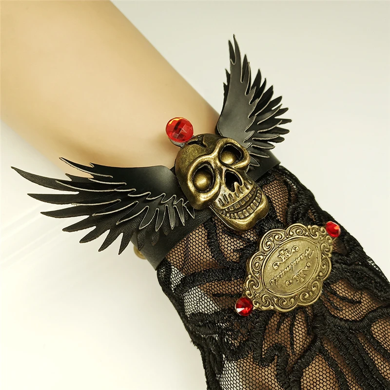 Популярный винтажный, готический, в стиле панк браслет крылья паука черные паутины черные кружевные женские перчатки кольца аксессуары подарки на праздник