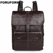 Мужской рюкзак из натуральной кожи, Мужская Дорожная сумка в сдержанном стиле, мужской 15,6 дюймовый школьный рюкзак для ноутбука, повседневный рюкзак, сумка LI-1366