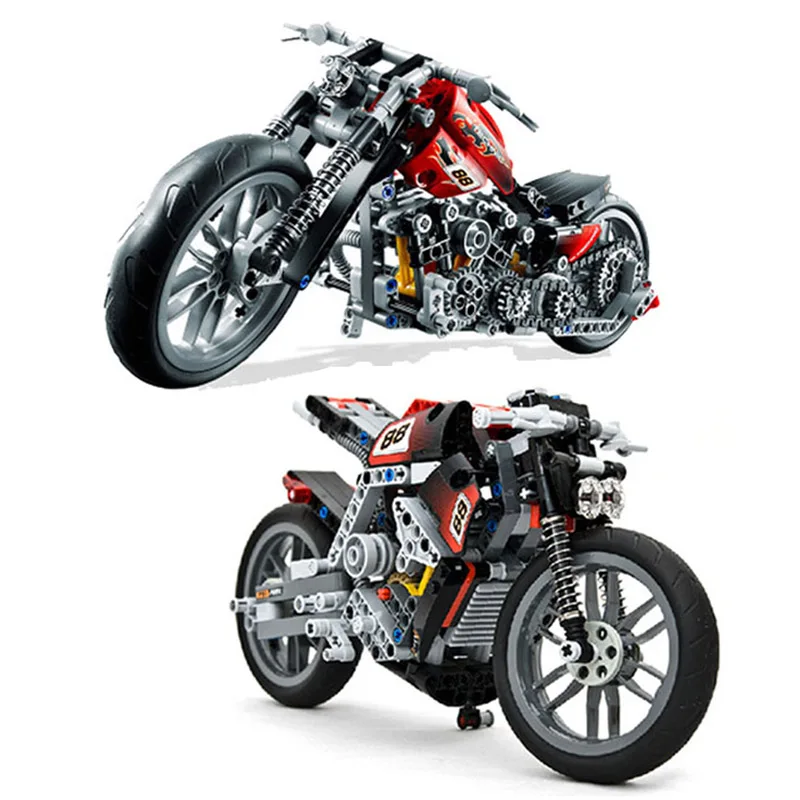 378 шт. Technic мотоцикл Technik скоростной гоночный автомобиль набор совместим с MOC