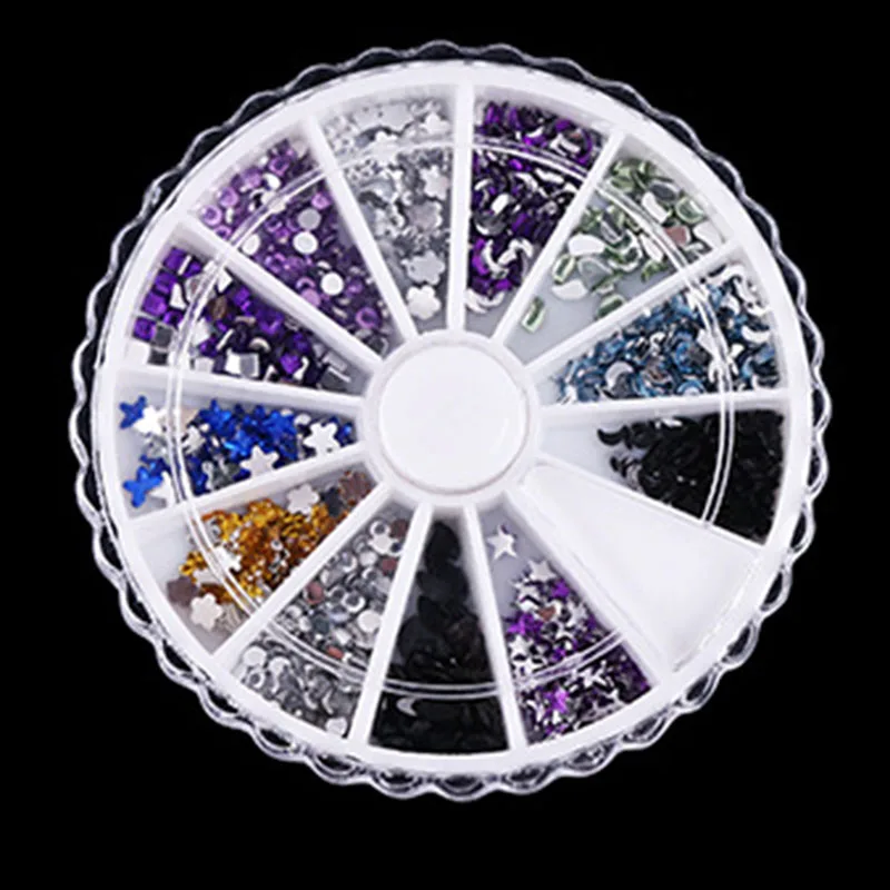 

Pin Pai Shaped Rhinestones Nail Art Acrylic Crystal Colorful Flat Back Nails Stickers Decals Decorations Tips Wheel Wholesale