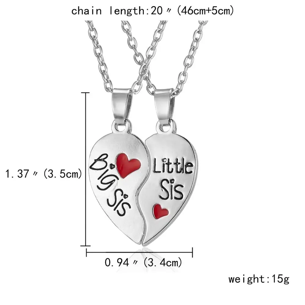 2 шт., ожерелье с подвеской в виде сердечка с надписью «Love», сочетающееся с двумя половинками, ожерелья с сердечками для влюбленных-сестер, подарок, ювелирные изделия, аксессуары