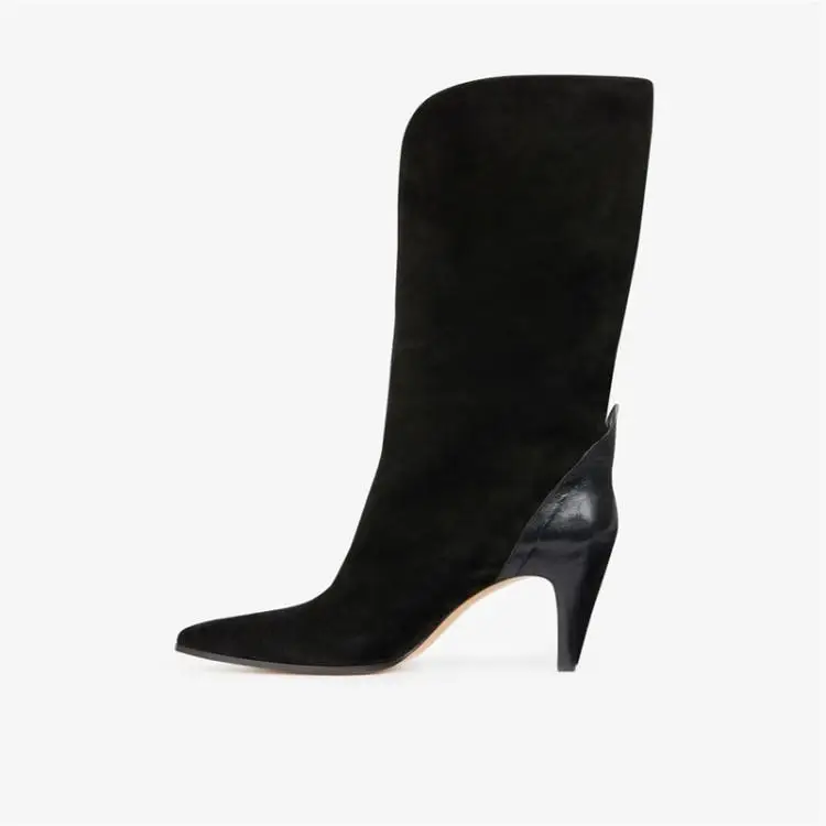 Bottes Botas Glissement Talon Serpent Retour Show Et Pointu As Patchwork 2018 Sur Fasahion Femmes Show Spectacle En as Hiver Chaussures Courtes Chaton Bout Cuir IaZ4Txa