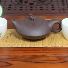 Плоской формы китайский чайник настоящий Исин для набора Кунг Фу Ча Пожелание удачи и благополучия 190 мл