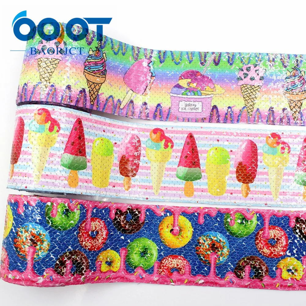 

OOOT BAORJCT I-19410-911,Printing Sequin Shiny Glitter Cartoon 3'' Ribbon DIY Hairbows Accessories Wedding Party Decoration 2y