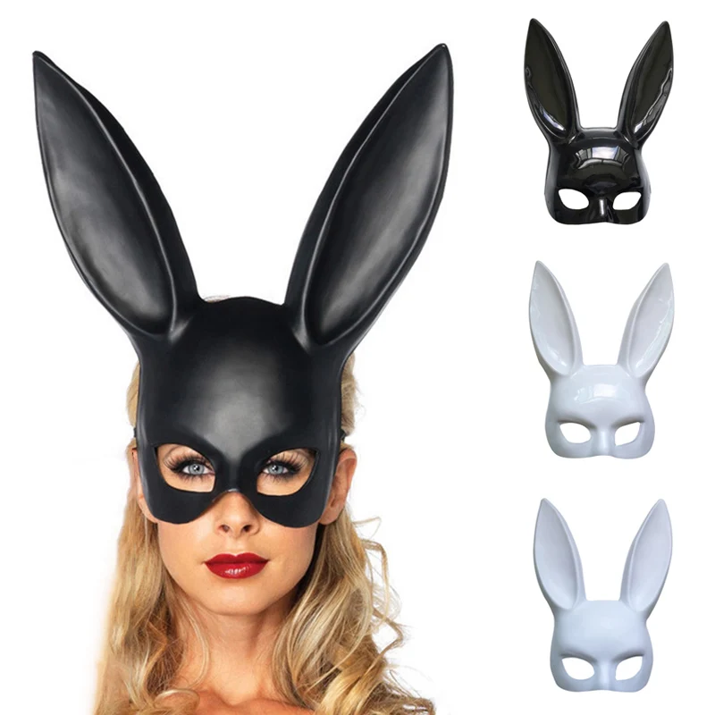

Gag Toys Novelty Mask Cute Bunny Long Ears Mask Women Girl Rabbit Ears Halloween Masquerade Party Cosplay Costume Props 2019