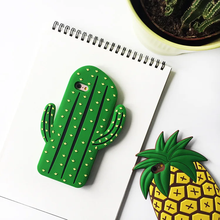 

For iPhone 6 6s 6P 6sP 7 7P 8 8P Cactus Mobile Phone Case Shell Pineapple Stereo Silicone Anti-fall Mobile Phone Protective Case