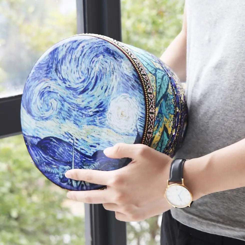 Billig 8 zoll Schöne Afrikanische Djembe Trommel Bunten Tuch Kunst ABS Barrel PVC Haut für Kinder Hand Trommel Musical Instrument