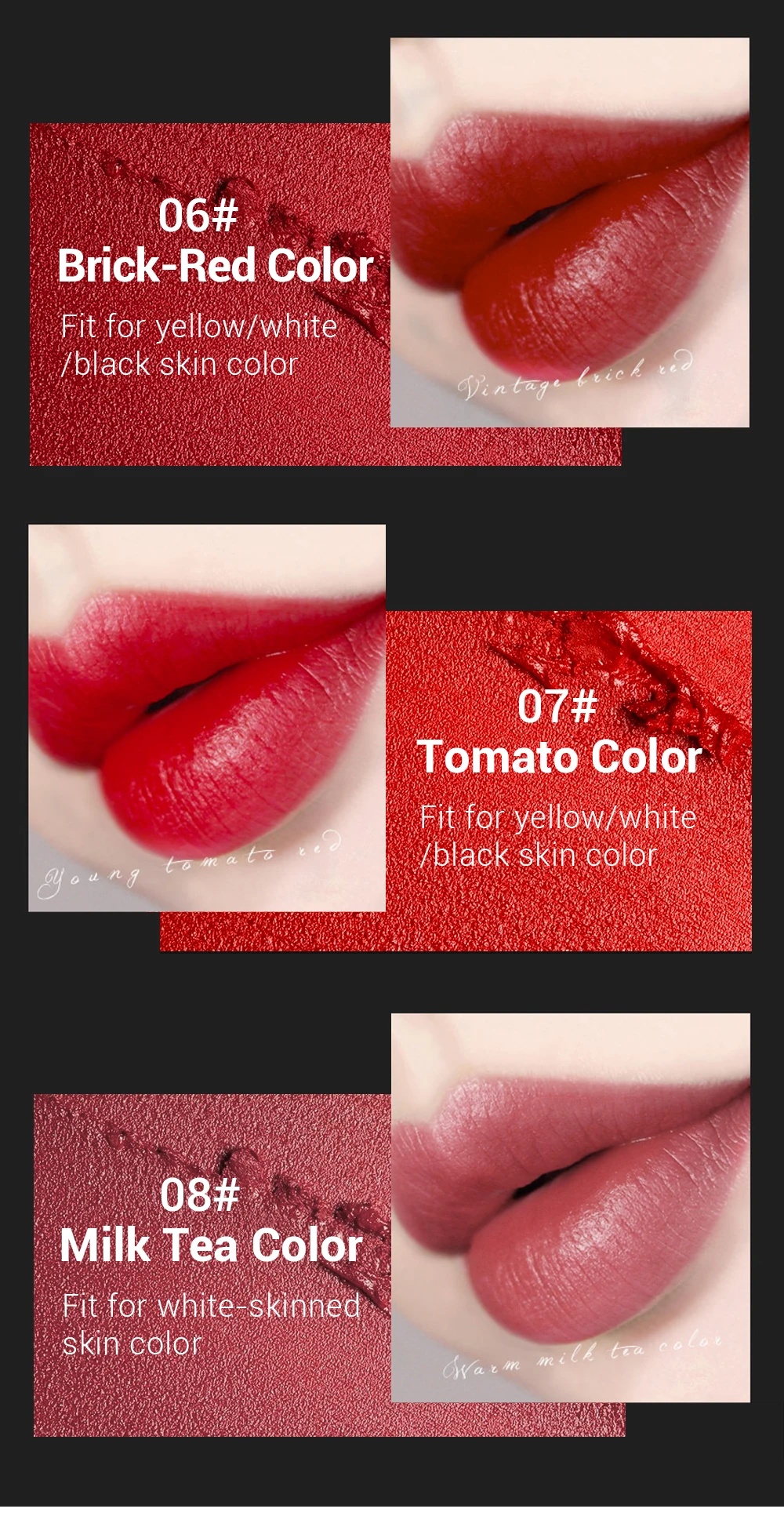 SOONPURE Matte Lipstick Waterproof Long Lasting Sexy Velvet Lip Balm Moisturizing Cosmetic Lip Stick Make up 8 Colors For Choose05